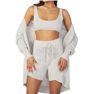 WeWoreWhat Scoop Pull on Bra Top Chunky Cozy Knit Sz Small Womens Light Grey Cro